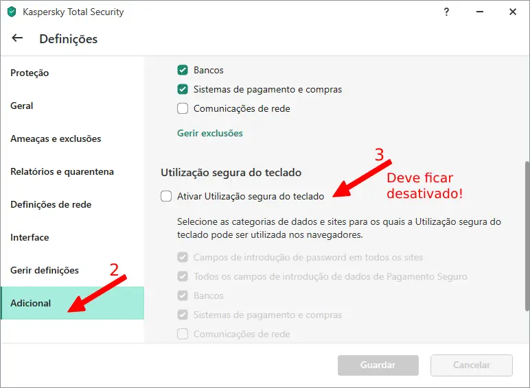 solución de Kaspersky que bloquea el teclado: paso 2